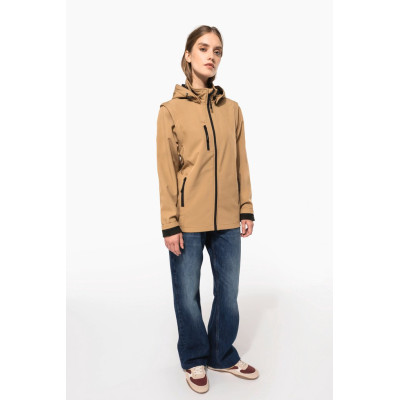 Unisex 3-layer softshell hooded jacket with removable sleeves